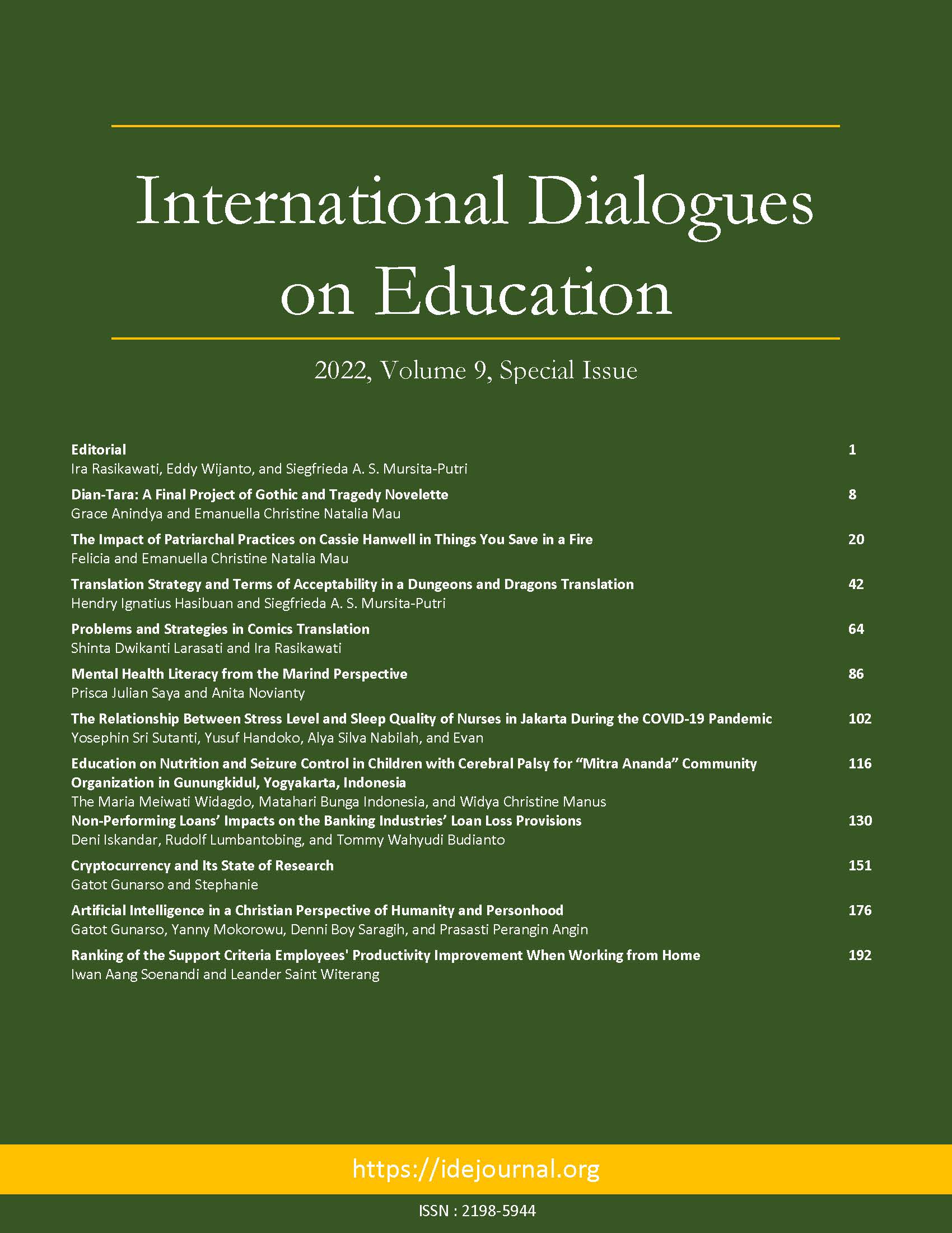 IDE Journal 2022 Volume 9 Issue 1 Special Issue Cover and Table of Contents